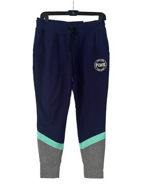 Victoria's Secret PINK Navy Joggers with Mint and Gray Colorblock size small